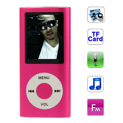 1.8 inch TFT Screen Metal MP4 Player with TF Card Slot, Support Recorder, FM Radio, E-Book and Calendar (Magenta)